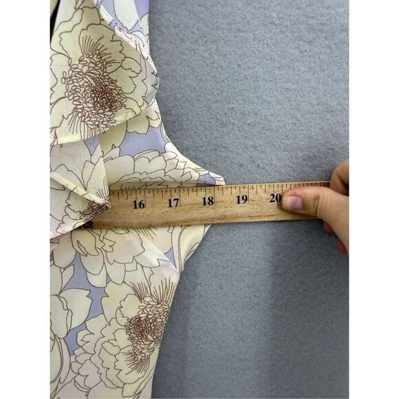 Belle Bagley Mischka Womens Cream Lilac Floral Halter Hi-Low Maxi Dress Size 6 - Picture 12 of 14